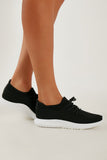 Chelly Black Ribbed Knit Trainers