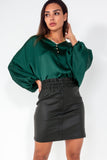 Clare Green Satin Batwing Sleeve Top
