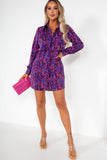 Clio Blue and Pink Printed Shirt Dress