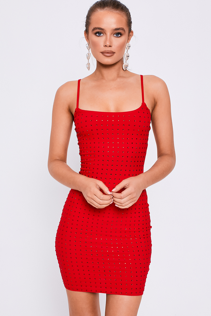 Daisy Red Diamante Detail Dress