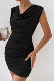 Darcy Black Slinky Ruched Dress