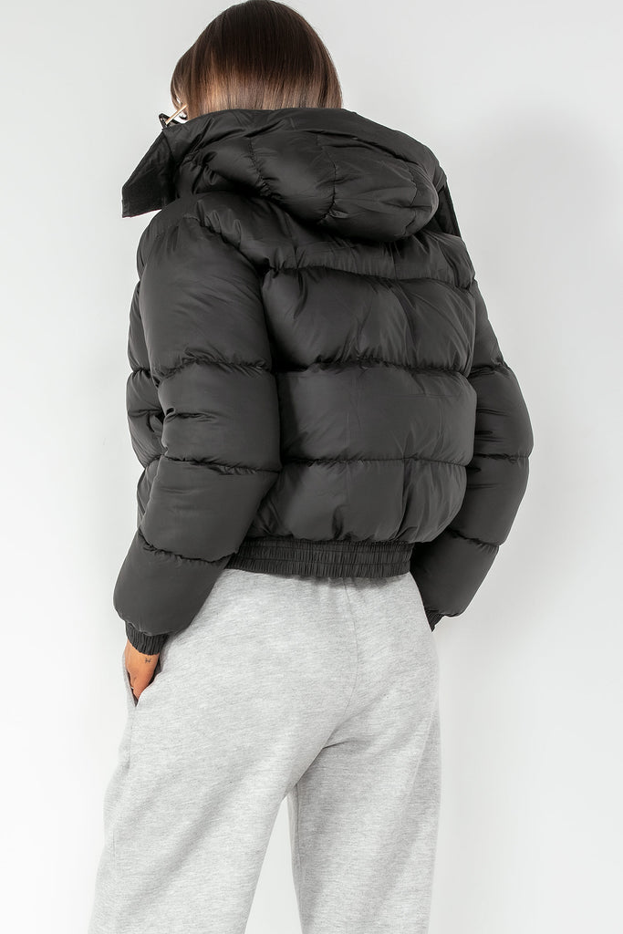 Devon Black Cropped Puffer Jacket