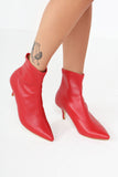 Dora Red Leatherette Sock Boot