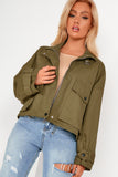 Drew Khaki Crop Utility Jacket