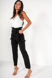 Dylan Black Cargo Paperbag Trousers