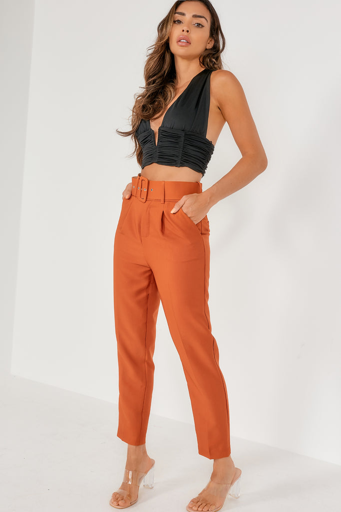 Dypna Orange Belted Cigarette Trousers