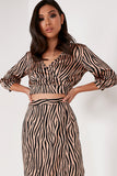 Effel Camel Zebra Print Crop Top