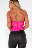 Elena Fuchsia Lace Cami Bodysuit
