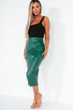 Eliot Green Faux Leather Midi Skirt