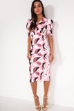 Emberlyn Pink and Black Abstract Print Dress