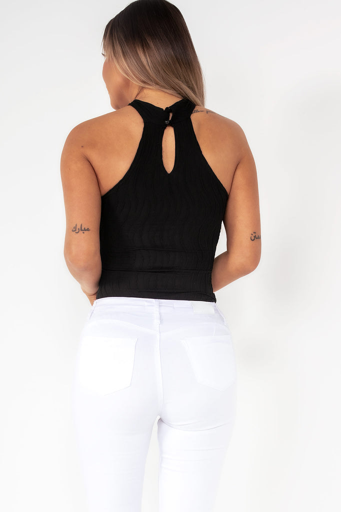 Emer Black Textured Top