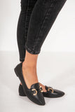 Emmaline Black Buckle Loafers