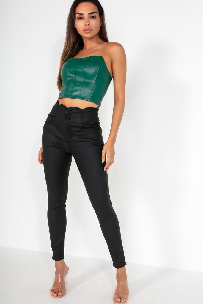 Enya Black Wax High Waist Trousers