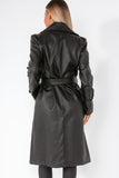 Esme Black PU Trench Coat