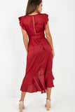 Esme Red Spotty Wrap Frill Midi Dress