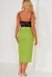 Estella Lime Side Split Midi Skirt