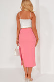 Estella Pink Side Split Midi Skirt