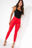 Everlee Red Faux Leather Push Up Jeans