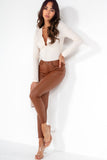 Everlee Tan Faux Leather Push Up Jeans