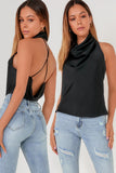 Felicia Black High Cowl Neck Top