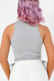 Fidelema Grey High Neck Ruched Sleeveless Top