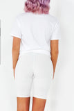 Fifi White Ribbed Cycling shorts