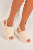 Finn Cream Sling Back Faux Fur Slippers