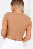 Fran Camel Ribbed Square Neck Top