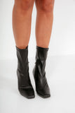 Francesca Black Faux Leather Sock Boots