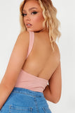 Gia Pink Highneck Ribbed Bodysuit