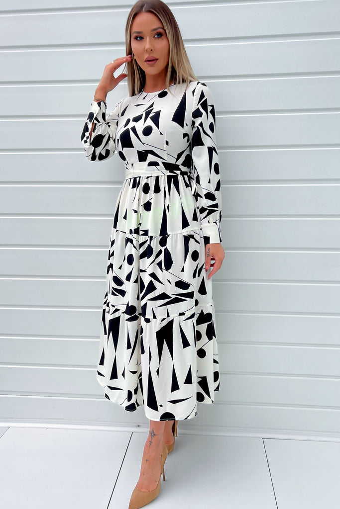 Girl In Mind Angelina Monochrome Printed Dress