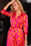 Girl In Mind Brielle Pink and Orange Zigzag Print Dress