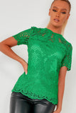 Girl In Mind Christine Green Lace Top