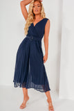 Girl In Mind Ella Navy Pleated Jumpsuit