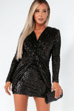 Girl In Mind Olivette Black Sequin Mini Dress