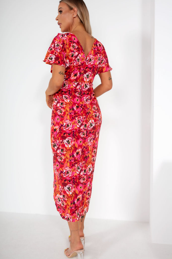 Girl In Mind Preslee Red and Pink Floral Wrap Dress