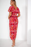 Girl In Mind Preslee Red and Pink Floral Wrap Dress