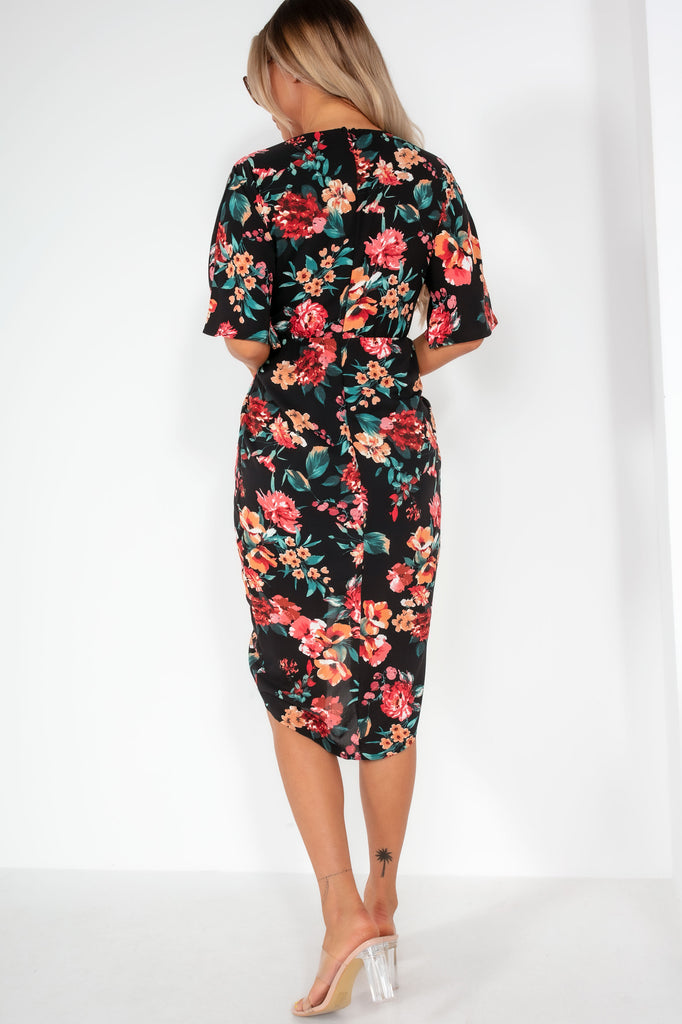 Girl In Mind Siena Black Floral Wrap Dress