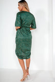 Girl In Mind Sienna Green and Gold Spotted Midi Dress