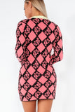 Glamorous Harmoni Coral Printed Knitted Dress