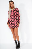 Glamorous Harmoni Coral Printed Knitted Dress