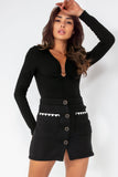 Glamorous Rachida Black Button Detail Mini Skirt