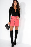 Glamorous Rachida Coral Button Detail Mini Skirt