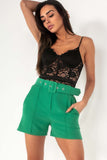 Gloria Green Belted Shorts