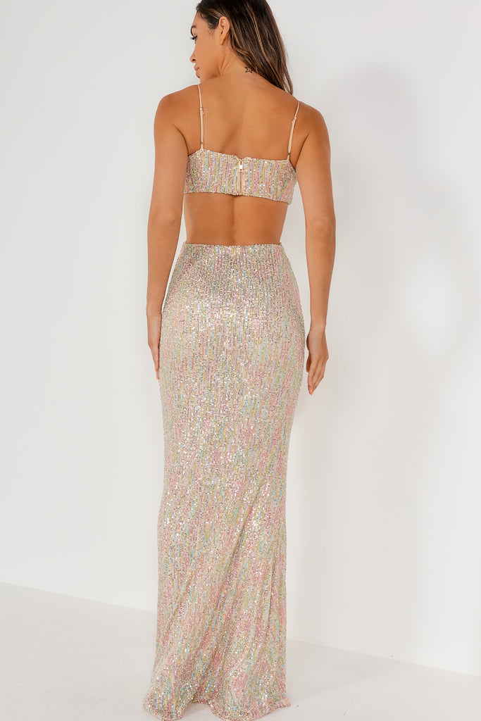 Grace Rainbow Sequin Maxi Dress