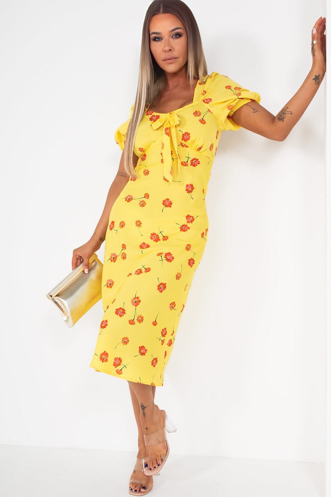 Harlie Yellow Floral Midi Dress
