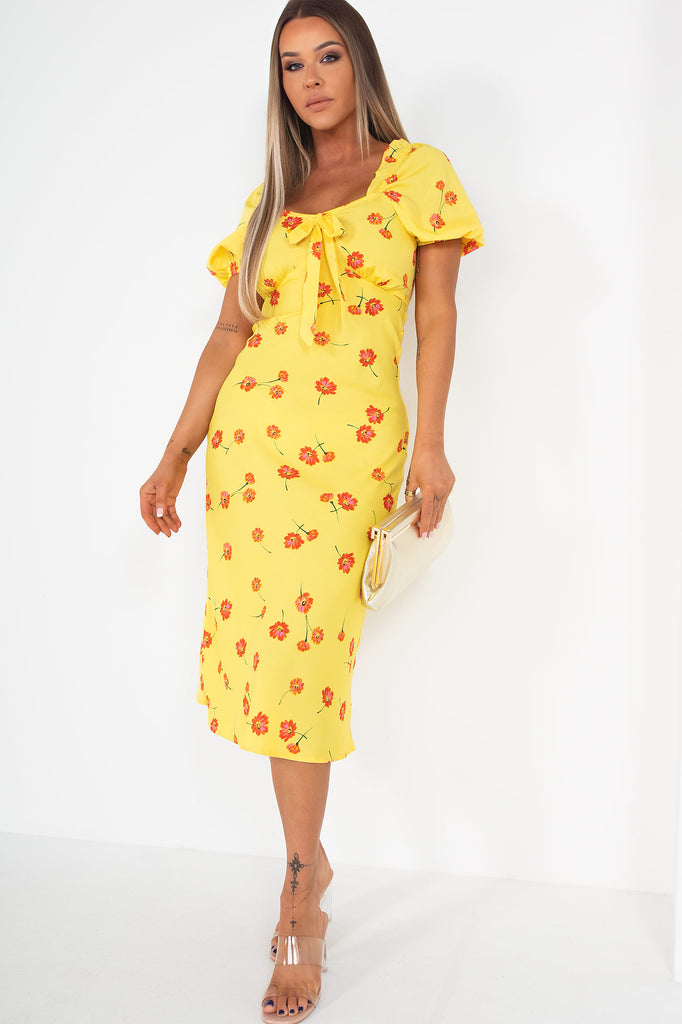 Harlie Yellow Floral Midi Dress