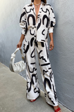 Heather White Abstract Print Trouser Co Ord