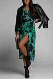 Helen Green Floral Wrap Over Dress