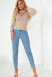 Helga Camel Mesh Front Crochet Fluffy Jumper